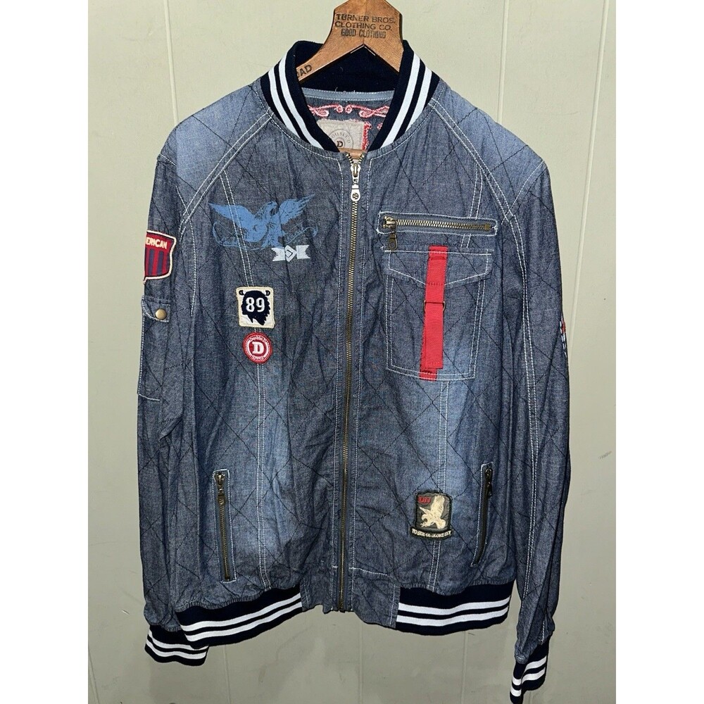 Double D Ranch Women’s Full Zip Up Varsity Jean Jacket America The Beautiful XL